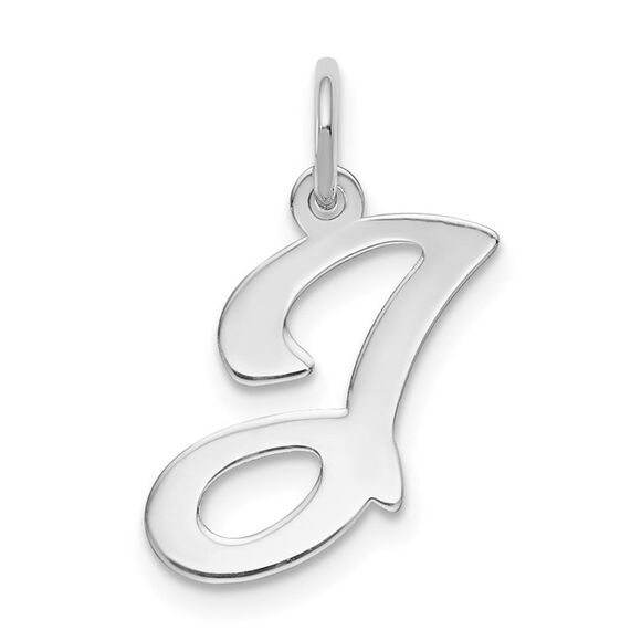 14k White Gold, Sophia Collection, Small Script Initial J Pendant - Picture 1 of 5